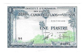 N/d Cambodia Laos Vietnam French Indo - China 1,  Une Piastre,  Cat.  94 - P138