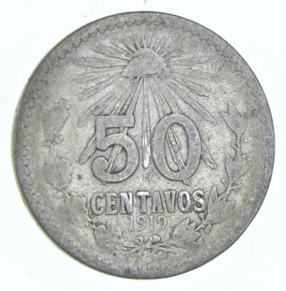 Silver - World Coin - 1919 Mexico 50 Centavos - World Silver Coin - 8.  1g 564