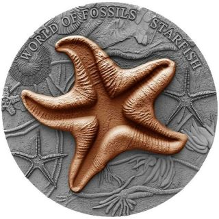 Starfish World Of Fossils 2 Dollars 2 Oz Niue 2019 Silver Coin