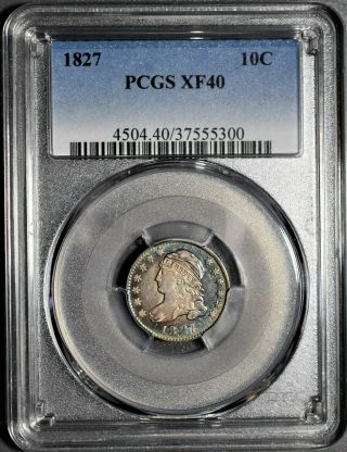 1827 10c Silver Capped Bust Dime,  Certified By Pcgs Xf40,  Ea16