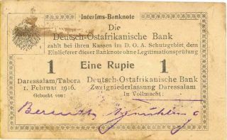 German East Africa 1 Rupie Banknote 1916 Xf