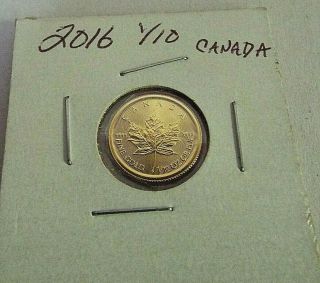 Canada Gold Maple Leaf - 1/10 Oz - $5 - Bu -.  9999 Fine - 2016
