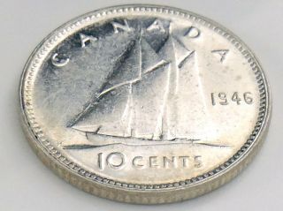 1946 Canada Ten 10 Cent Silver Dime Circulated Canadian George Vi Coin I570