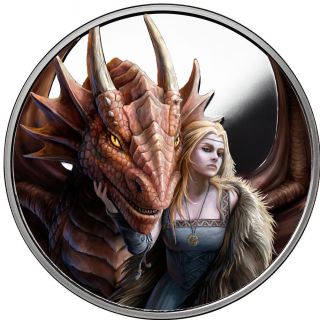 5 Oz Silver Coin Anne Stokes Colorized Dragons Friend Or Foe 1st In Series