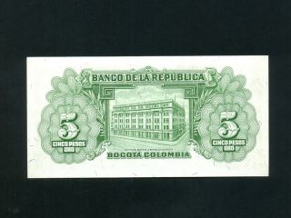 Colombia:P - 399,  5 Pesos Oro,  1953 Cordoba UNC 2