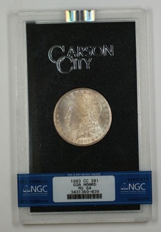 1883 - CC GSA Morgan Silver Dollar $1 NGC MS - 64 Obverse Toned w/ Box & 3