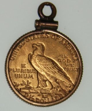 1914 - D 2 1/2 Dollar Gold Indian Coin 14k Pendant