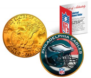 Philadelphia Eagles Nfl 24k Gold Plated Ike Dollar Us Coin Officially Licensed