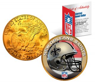 Orleans Saints Nfl 24k Gold Plated Ike Dollar Us Coin Officially Licensed