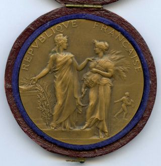 France Ministry Of Agriculture Regional Contest 1902 Art Medal 50mm 55gr Box