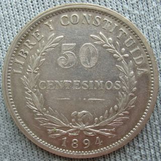 1894 Uruguay Silver 50 Centesimos