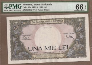 Romania: 1000 Lei Banknote,  (unc Pmg66),  P - 52a,  10.  09.  1941,