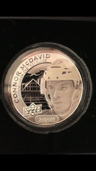 2017 Upper Deck Grandeur Connor Mcdavid Frosted 1 Oz Silver Coin 250/ 500
