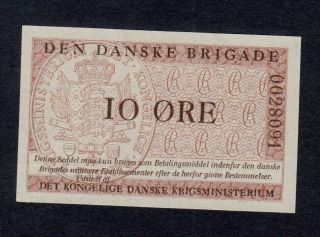Denmark 10 Ore (1947 - 58) Den Danske Brigade Pick M8 Unc Less.