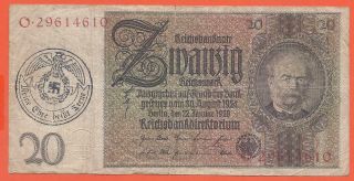 Germany - Wehrmacht - 20 Reichsmark - 1929 - With Nazi Stamp