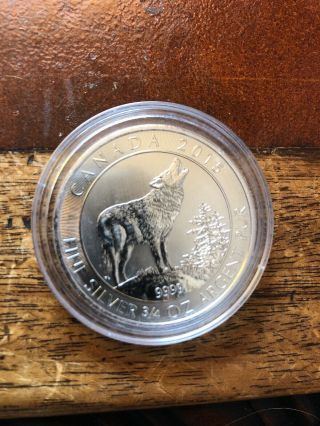 2015 3/4 Oz Canada Silver Grey Howling Wolf Coin (bu) In Capsule