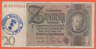 Germany - Wehrmacht - 20 Reichsmark - 1929 - With Nazi Stamp Gestapo Danzig