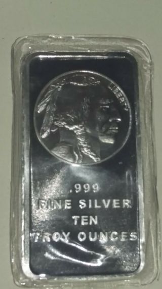 10 Oz.  Silvertowne Silver Bar - Buffalo Design - 999 Fine