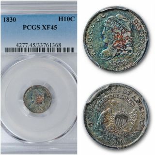 1830 Pcgs Xf45 Monster Toned Capped Bust Half Dime Incredible Rainbow Colors