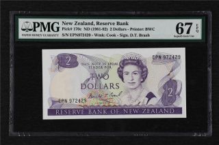 1981 - 92 Zealand Reserve Bank 2 Dollars Pick 170c Pmg 67 Epq Gem Unc