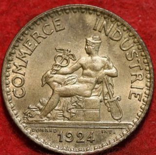 Uncirculated 1924 France 1 Franc Foreign Coin