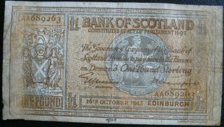Scotland 1943 1 Pound Note