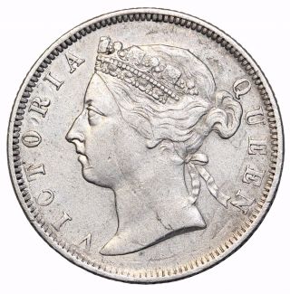 1885 British Straits Settlements Silver Twenty 20 Cents Queen Victoria Km 12