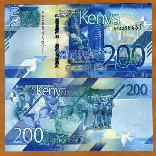 Kenya,  200 Shillings,  2019,  P -,  Aa - Prefix,  Unc Design