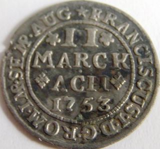 Germany Aachen Silver 2 Marck 1753 2