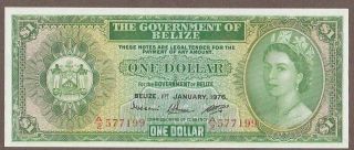 1976 Belize 1 Dollar Note Unc