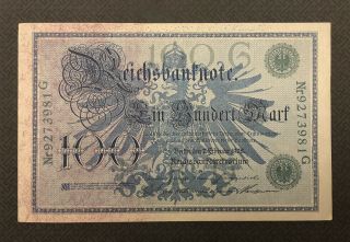Germany (german Empire) 100 Mark,  1908,  P - 34,  Aunc World Currency