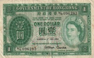 Hong Kong 1 Dollar Banknote 1.  7.  1952 P.  324aa Fine
