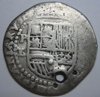 Philip Ii 2 Real Cob Potosi Assayer L Scarce Spanish Colonial Silver Coin Spain
