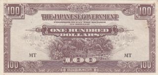 100 Dollars Ef Crispy Banknote From Japanese Occupied Malaya 1944 Pick - M8