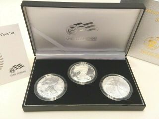 2006 American Eagle 20th Anniversary Silver Dollar 3 Coin Set Us W/coa
