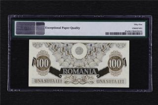 1947 Romania Banca Nationala 100 Lei Pick 67a PMG 55 EPQ About UNC 2