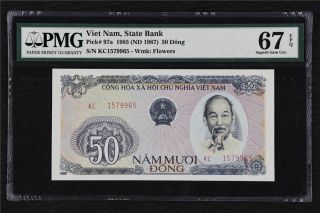 1985 Viet Nam South National Bank 50 Dong Pick 97a Pmg 67 Epq Gem Unc