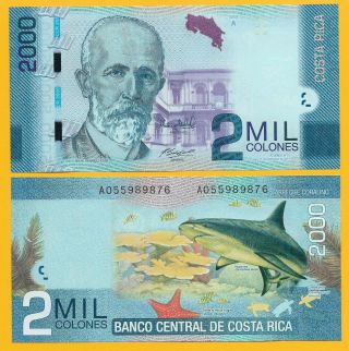 Costa Rica 2000 Colones P - 275b 2013 (serie A) Unc Banknote