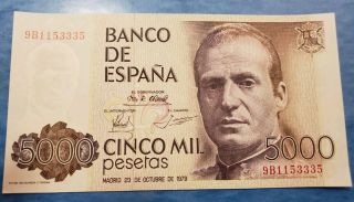 1979 Espana/spain Banknote 5000 Pesetas (circulated)