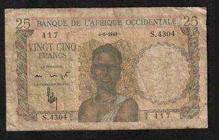 25 Francs From West Africa 1948