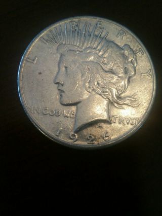 1926 - S Peace Dollar Au Coin,  Low Mintage Only 6.  9m (190)