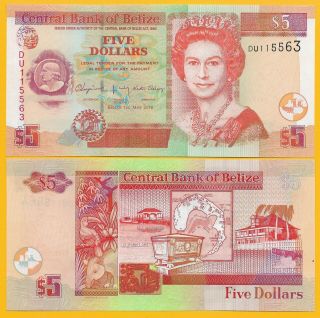 Belize 5 Dollars P - 67 2016 Unc Banknote