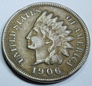 1906 Vf - Xf Detail Us Indian Head Penny 1 Cent Antique U.  S.  Currency Money Coin