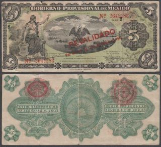 Mexico - Gobierno Provisional,  5 Pesos,  1914,  Vf,  (edge Notches),  P - S702/m1240d