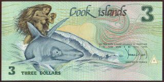 Cook Islands 3 Dollars 1987 Gem Unc