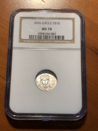 2005 $10 Platinum Eagle - 1/10 Oz - Ngc Ms70
