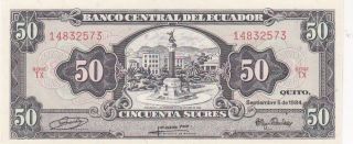 Unc.  1984 Ecuador 50 Sucres Note,  Pick 122a