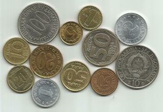 Yugoslavia 12 Different Coins Vf001