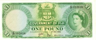 Fiji 1 Pound Currency Banknote 1965