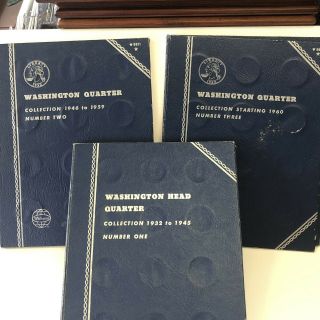 Almost Complete 98pc Washington Silver,  Quarter Set,  1932 - 1972 3 Books